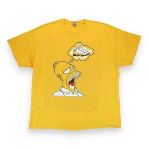 Gildan Homer Simpson Dreaming Sneakers T Shirt Mens Size 2XL Yellow Heavy Cotton